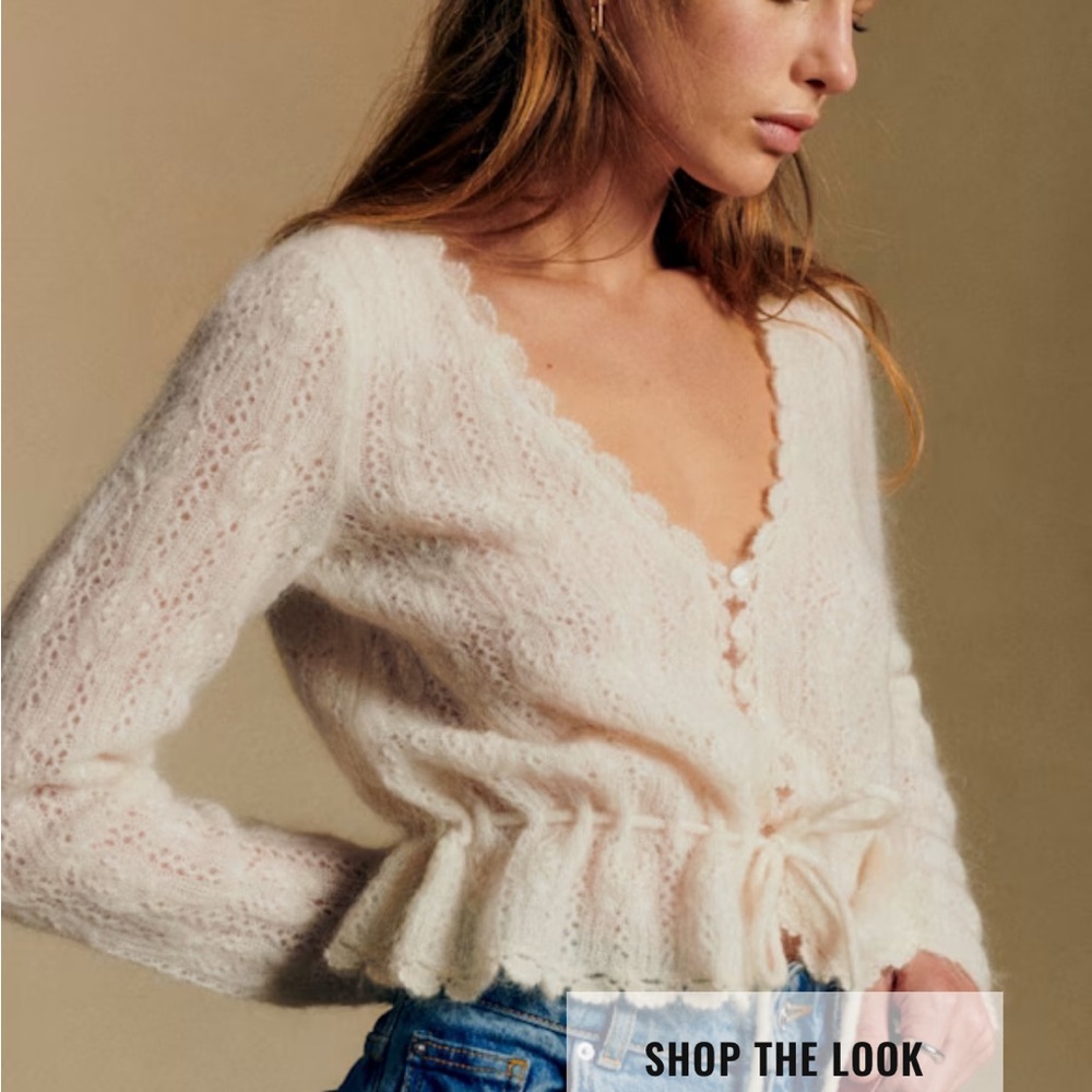 Sezane Cream Cardigan Sweater - Picture 2 of 6